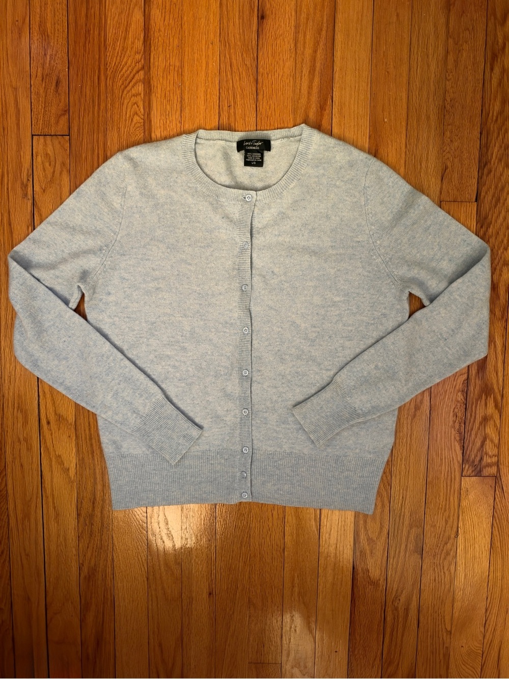 Lord & Taylor Light Blue 100% Cashmere Cardigan Size Large